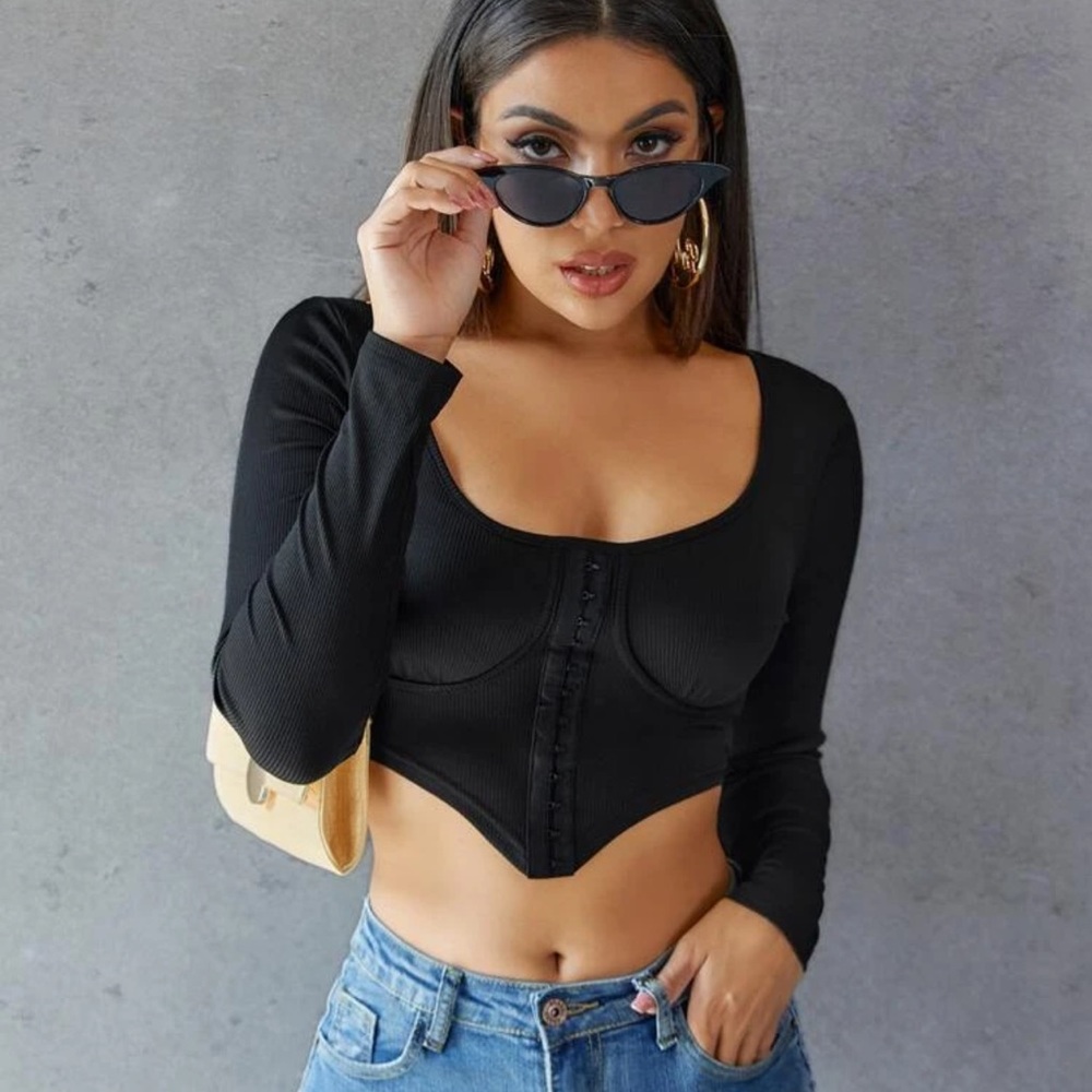 front ribbed asymmetric top